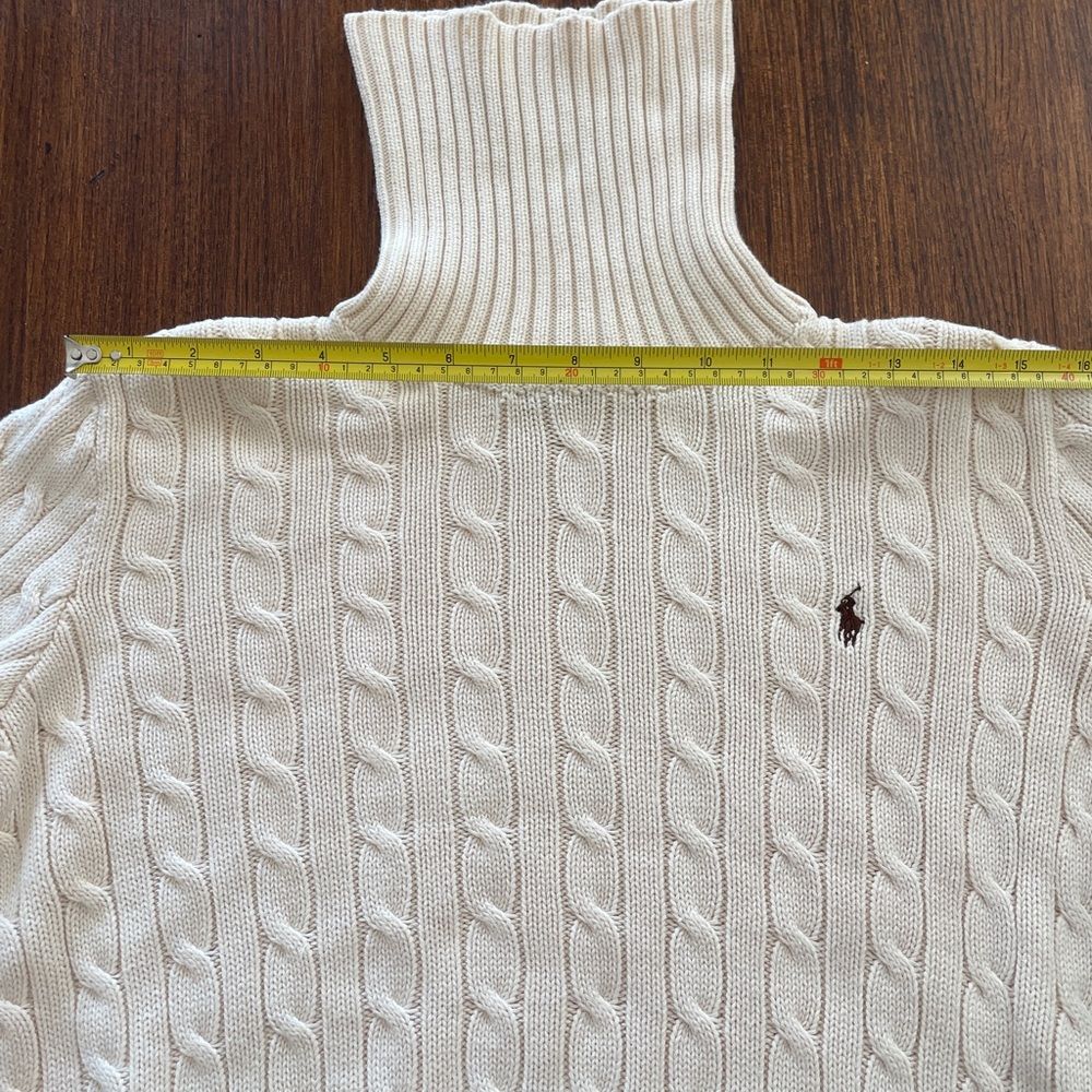 Polo Ralph Lauren Cream Cable Knit Turtleneck Sweater - Picture 9 of 9